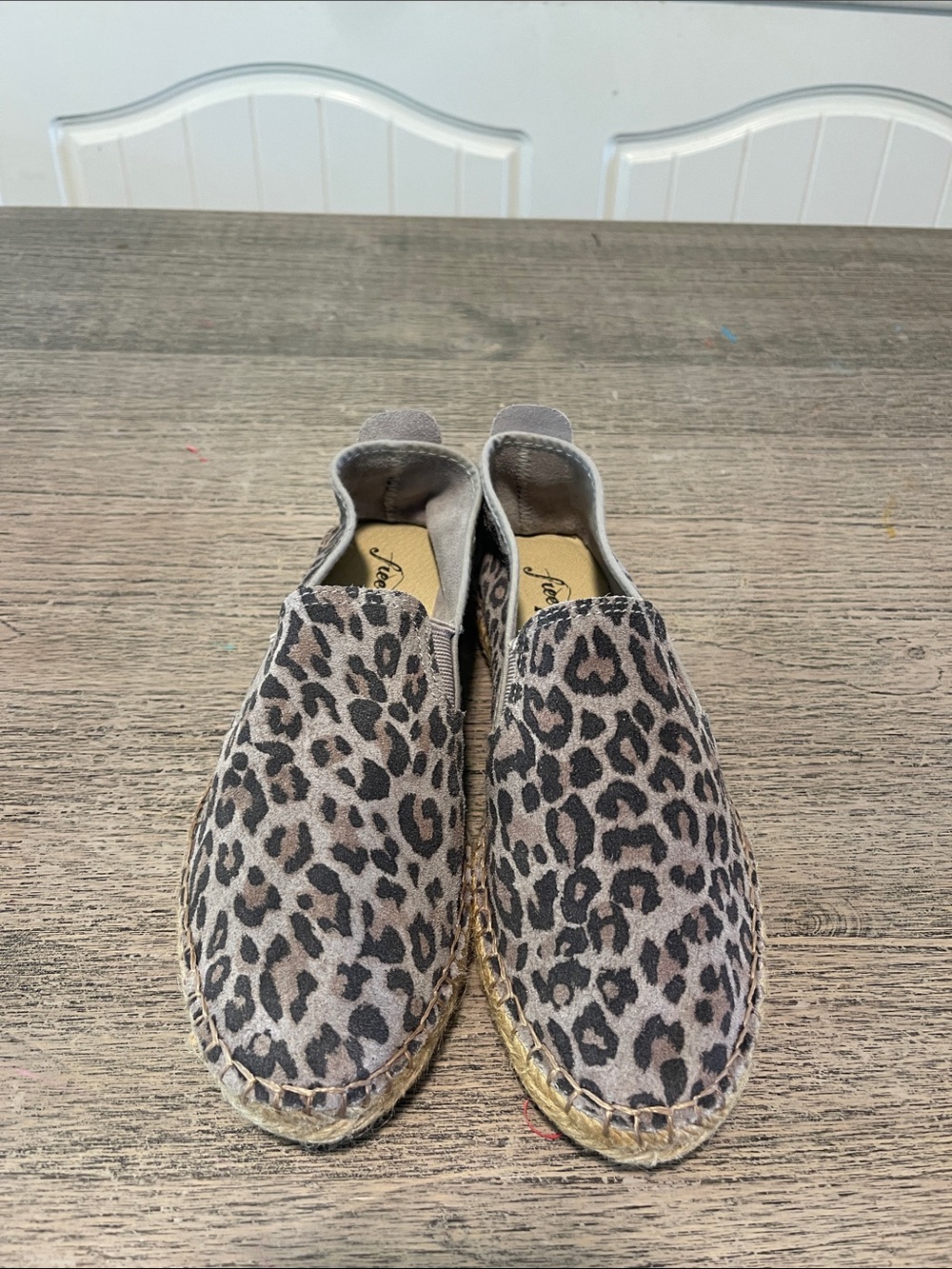 Free People Womens Canyon Slip On Size 7 Gray Suede Leopard Espadrille Flat
